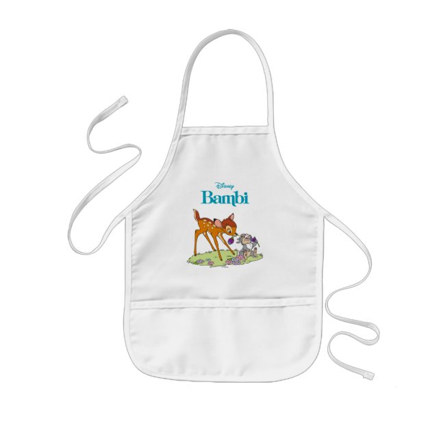 Tablier Enfant Bambi & Thumper Manger Fleurs de trèfle (Devant)
