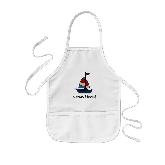 Tablier Enfant Bateau nautique personnalisé Bleu/Tan Boy's (Devant)