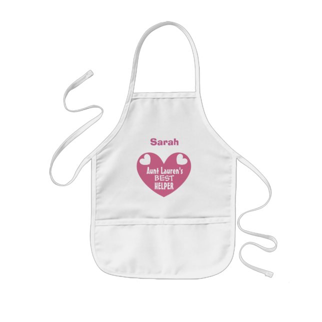 Tablier Enfant Best Kitchen Helper Name et coeur Z4 de tante (Devant)