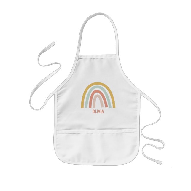 Tablier Enfant Boho Pastel Rainbow Personnalisé (Devant)
