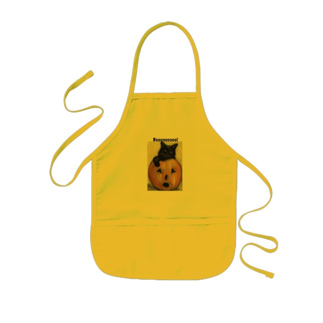Tablier Enfant "Booo ! Le chat noir" badine le tablier (Devant)