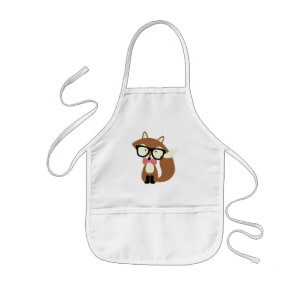 Tablier Enfant Bow Cravate et lunettes Hipster Renard Brown