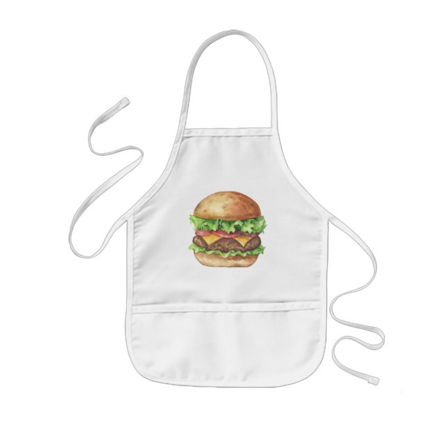 Tablier Enfant Burger aquarelle (Devant)