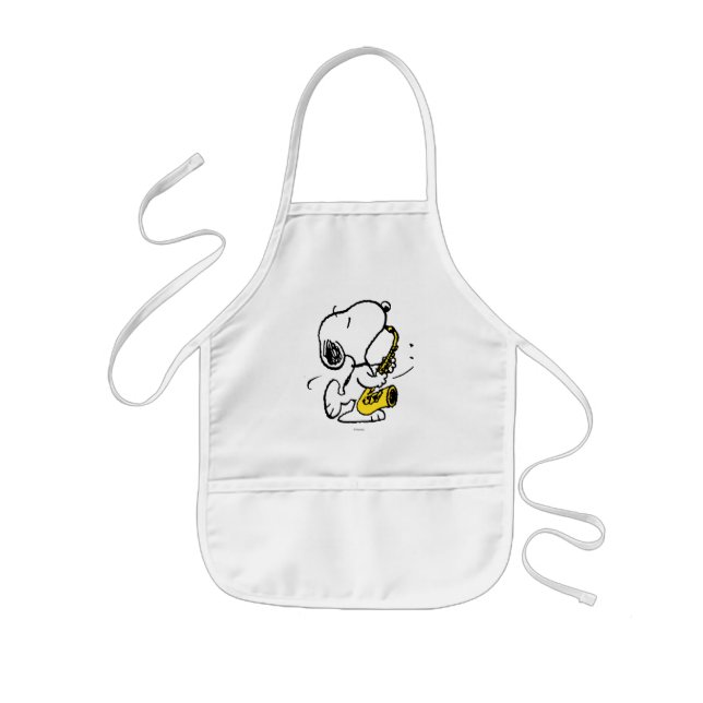 Tablier Enfant cacahuètes | Lecteur Snoopy Saxophone (Devant)