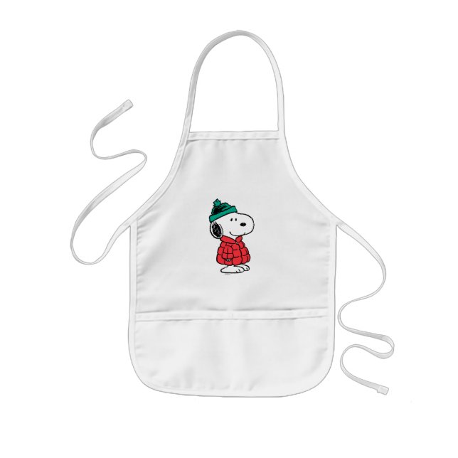 Tablier Enfant cacahuètes | Snoopy Chat d'hiver et Casquette (Devant)