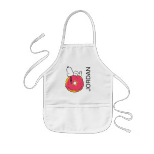Tablier Enfant cacahuètes   Snoopy Donut rose