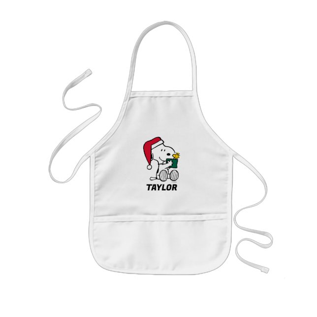 Tablier Enfant cacahuètes | Snoopy Père Noël & Woodstock | Ajoute (Devant)