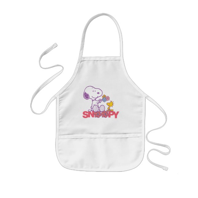 Tablier Enfant cacahuètes | Snoopy & Woodstock Flowers (Devant)