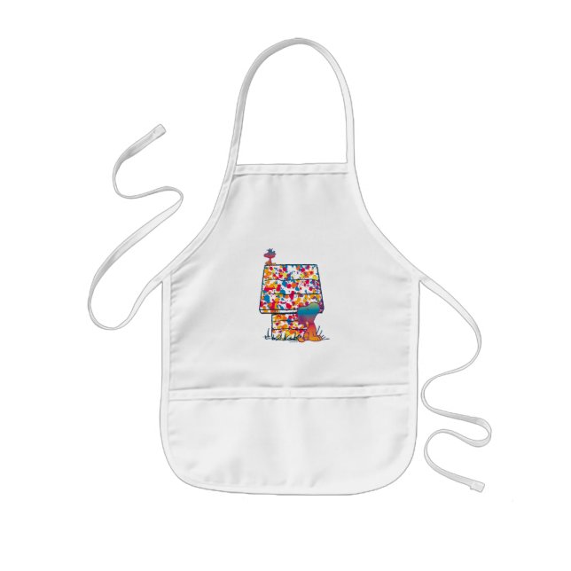 Tablier Enfant cacahuètes | Snoopy & Woodstock Rainbow Paint (Devant)