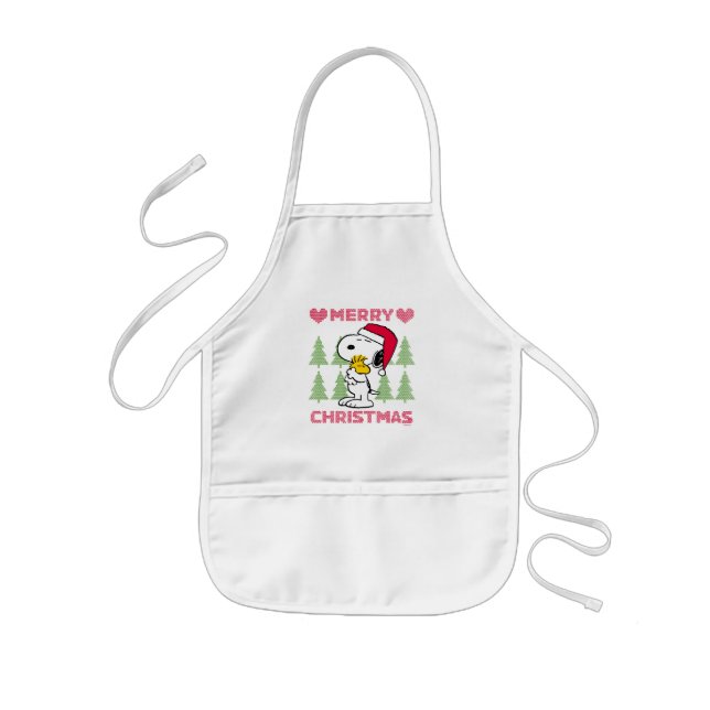 Tablier Enfant cacahuètes | Snoopy & Woodstock Santa Claus Hug (Devant)