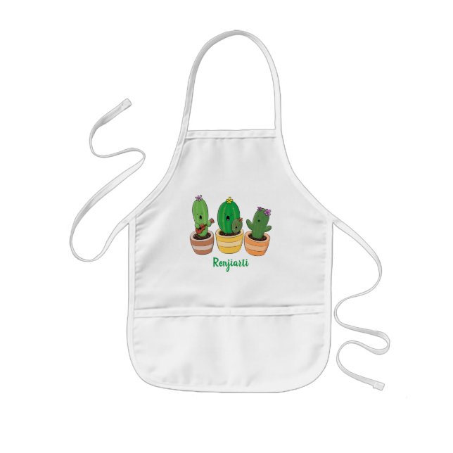 Tablier Enfant Cactus trio chantante mignonne dessin animé (Devant)