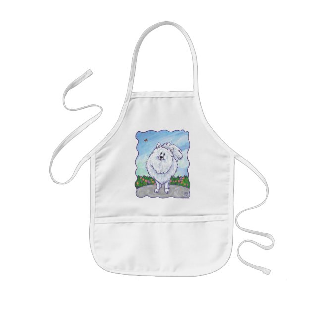 Tablier Enfant Cadeaux et Accessoires pour Pomeranian Blanc (Devant)