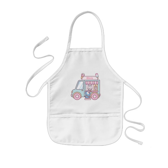 Tablier Enfant Camion Crème de glace Pastel Cute Filles personnal (Devant)