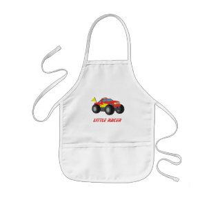Tablier Enfant Camion Monstre de Course Rouge Personnalisé pour G
