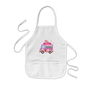 Tablier Enfant Camion rose pourpre doux de crème glacée pour des
