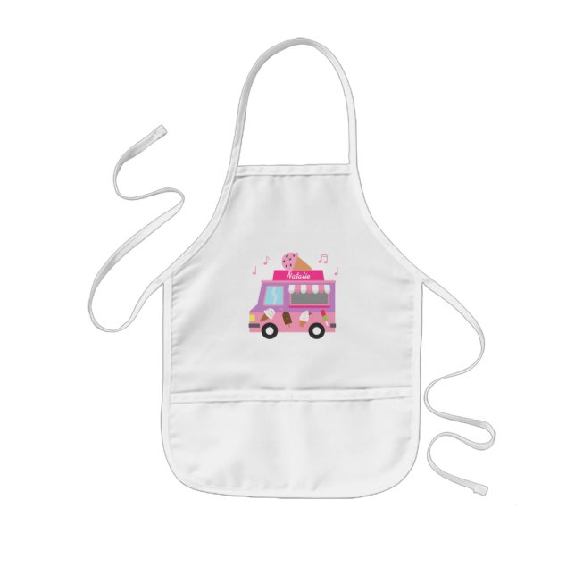Tablier Enfant Camion rose pourpre doux de crème glacée pour des (Devant)