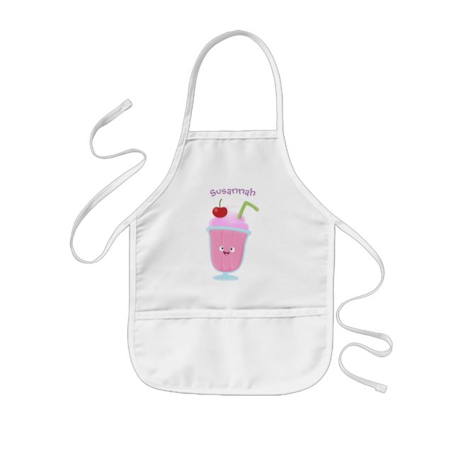 Tablier Enfant Caricature de crème glacée de fraise mignonne (Devant)
