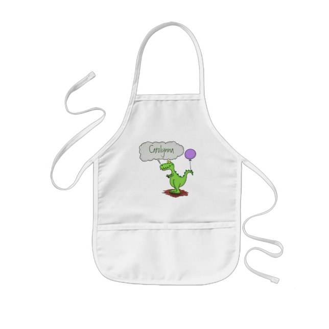 Tablier Enfant Caricature de dragon dragon drôle et vert respiran (Devant)