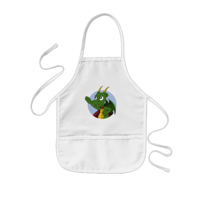 Tablier Enfant Caricature de dragon vert (Devant)
