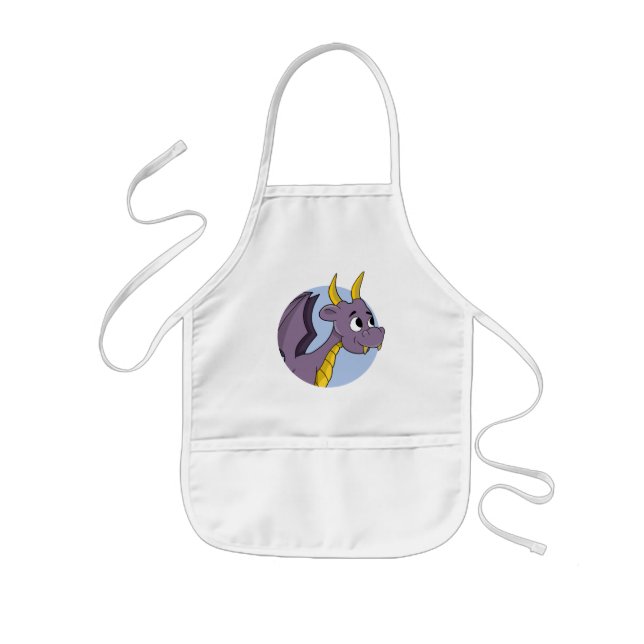 Tablier Enfant Caricature de dragon violet (Devant)