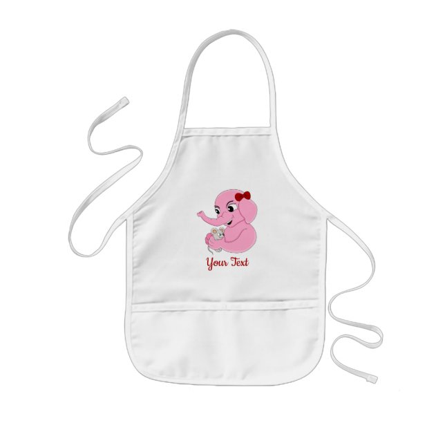 Tablier Enfant Caricature de fille d'éléphant mignon (Devant)