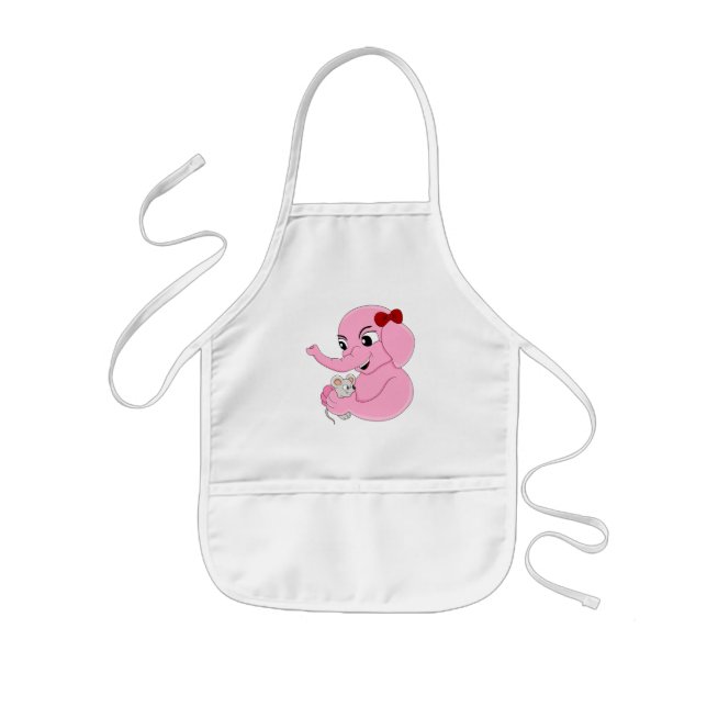 Tablier Enfant Caricature de fille d'éléphant mignon (Devant)