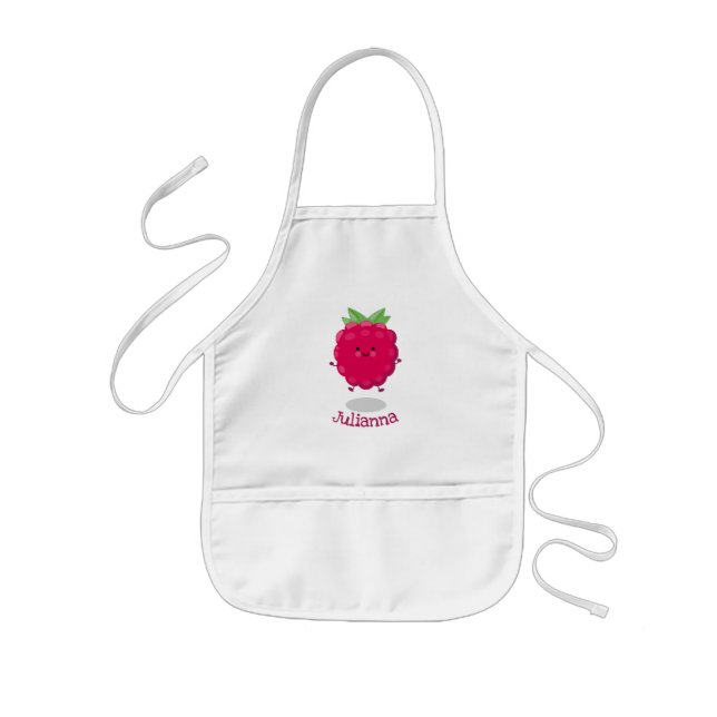 Tablier Enfant Caricature de framboise très heureuse (Devant)