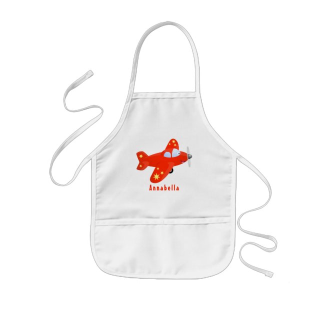 Tablier Enfant Caricature de vol d'avion rouge mignon (Devant)
