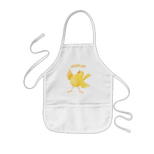 Tablier Enfant Caricature d'oiseau canari jaune chantant mignon