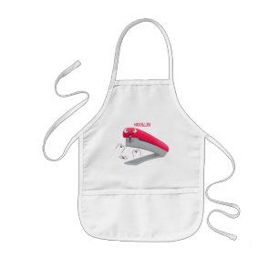Tablier Enfant Caricature en agrafeuse rouge pâle