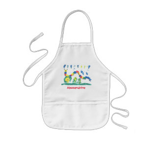 Tablier Enfant Caterpillar lumineux amical avec le nom fait sur