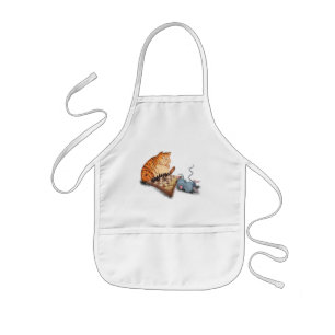 Tablier Enfant Chat et souris Jouer aux échecs Dessin amusant 