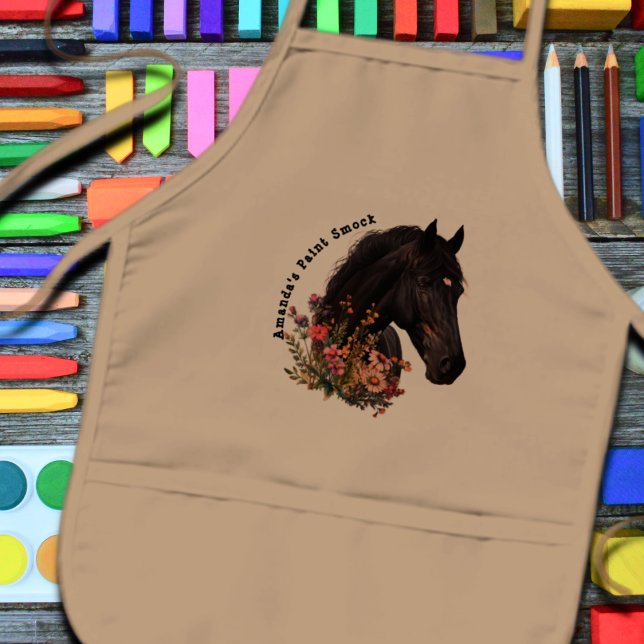 Tablier Enfant Cheval Peinture personnalisée Fumée (Créateur téléchargé)