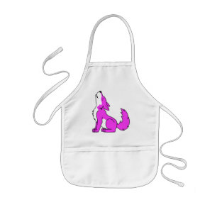 Tablier Enfant Chiot de loup rose hurlant
