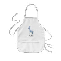 Cute Boy's Blue Watercolor Giraffe Safari et nom