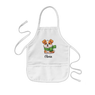 Tablier Enfant Cute Dog in Shamrock Scarf