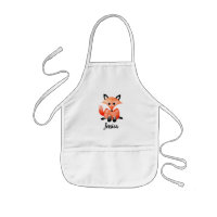 Cute Girls Watercolor Woodland Wildlife Fox & Name
