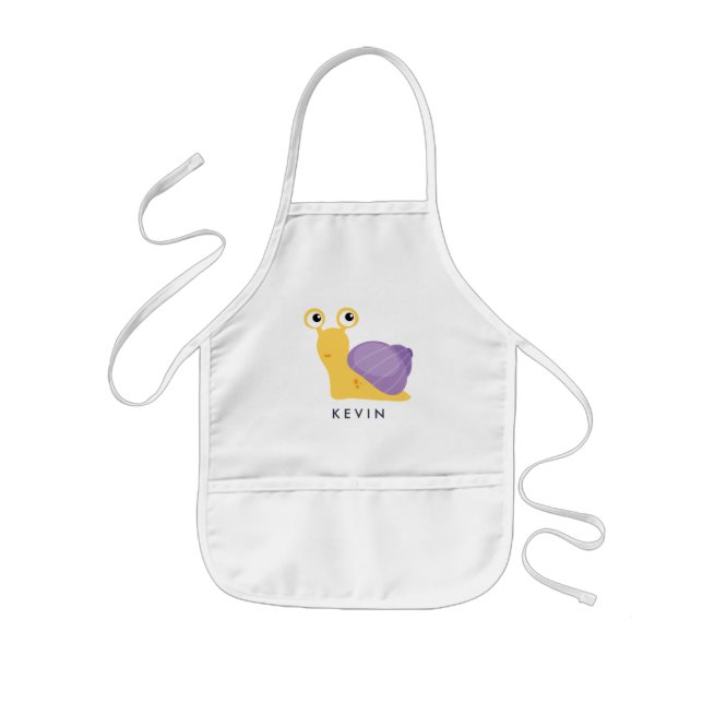 Tablier Enfant Cute Little PURPLE SNAIL personnalisé (Devant)