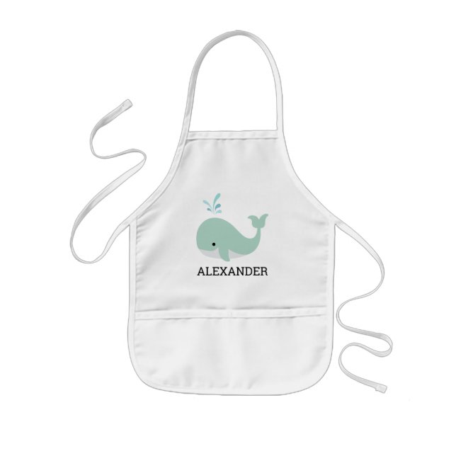 Tablier Enfant Cute Mint Green Whale personnalisée (Devant)