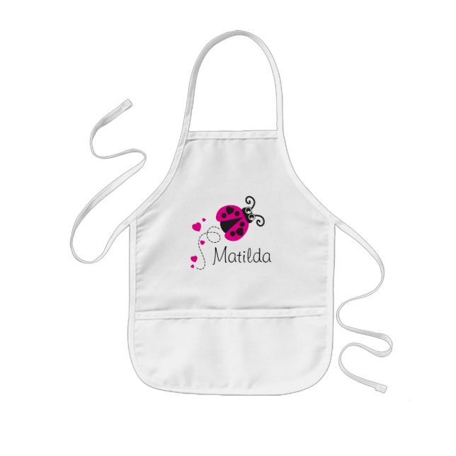 Tablier Enfant Cute rose coccinelle coccinelle amour volant enfan (Devant)