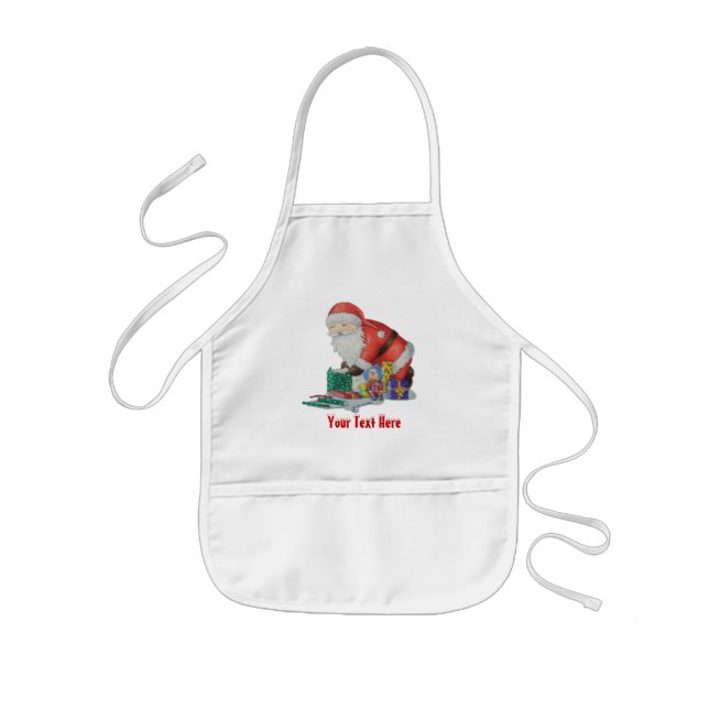 Tablier Enfant cute santa wrapping parcels for Christmas (Devant)