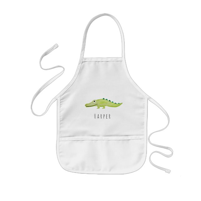 Tablier Enfant Cute Unisex Aquarelle Crocodile Safari sous le nom (Devant)