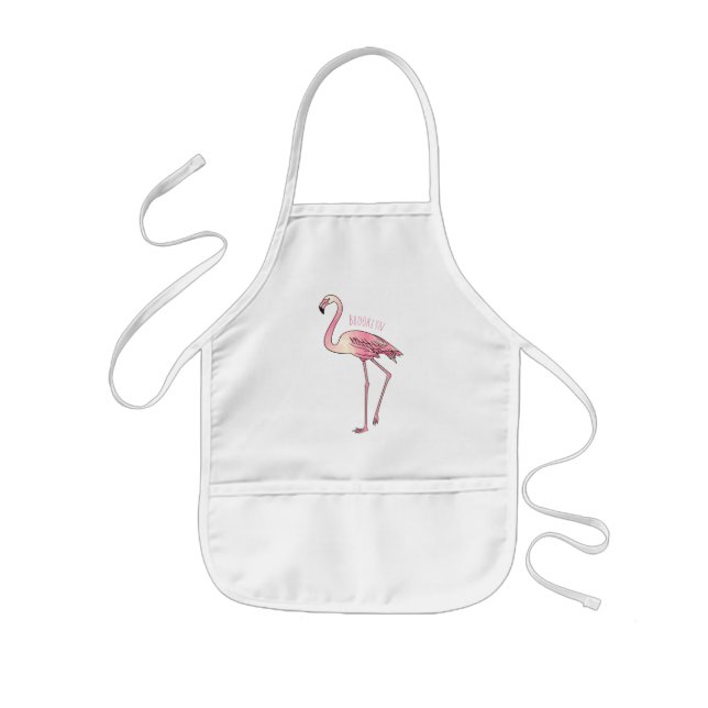 Tablier Enfant dessin animé d'oiseau Flamant rose (Devant)
