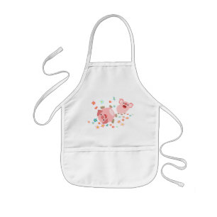 Tablier Enfant Deux mignons cochons de caricature au printemps po