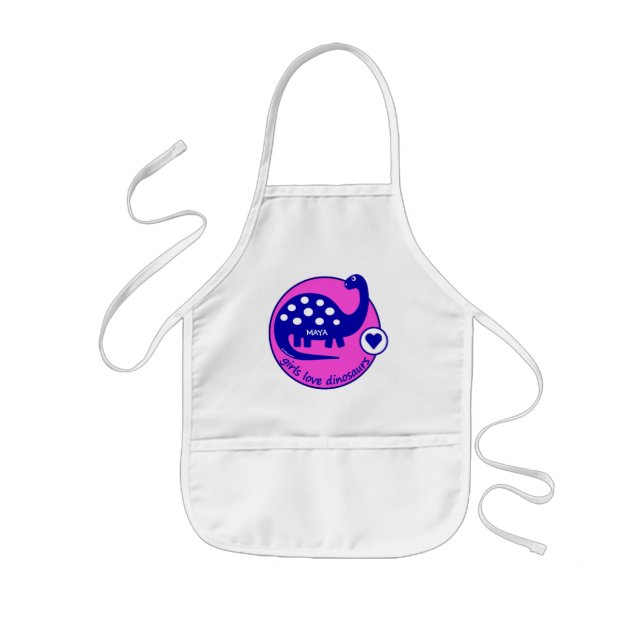 TABLIER ENFANT DINOSAURE ROSE LUMINEUX MIGNON DE FILLE %PIPE% (Devant)