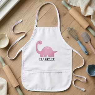 Tablier Enfant Dinosaure Rose Personnalisé Mignon