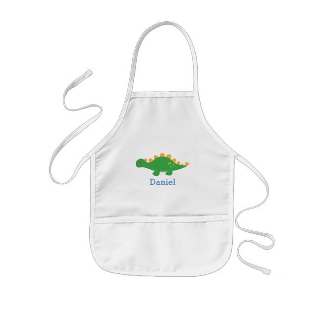 Tablier Enfant Dinosaure vert mignon de Stegosaurus pour des (Devant)