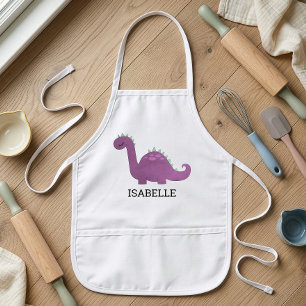 Tablier Enfant Dinosaure Violet Personnalisé Mignon