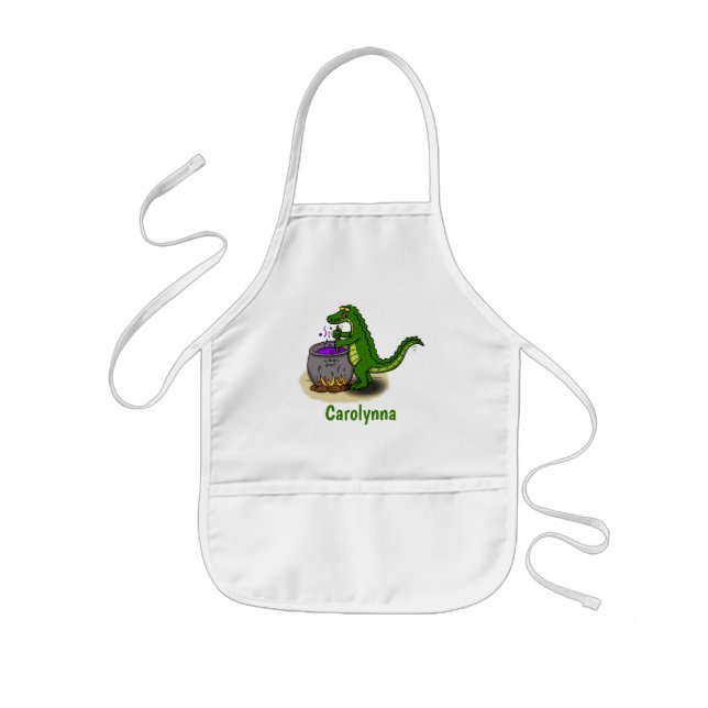 Tablier Enfant Drôle alligator vert cuisine dessin animé (Devant)