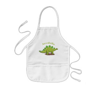 Tablier Enfant Drôle caricature de stegosaurus vert dinosaure